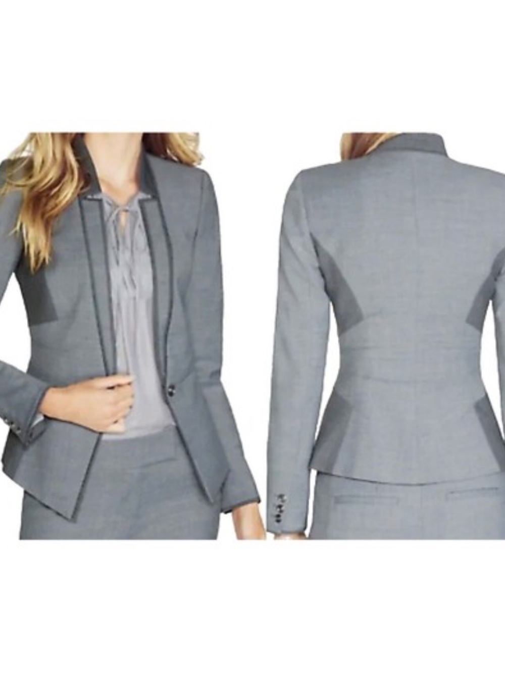 White House Black Market Grey Suit Jacket and Skirt